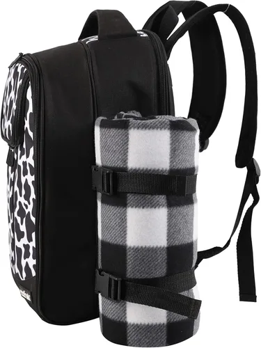 Miniatura 8 de apollo walker - Mochila para picnic para 2 personas con compartimento refrigerado, soporte desmontable para botella/vino, manta de forro polar