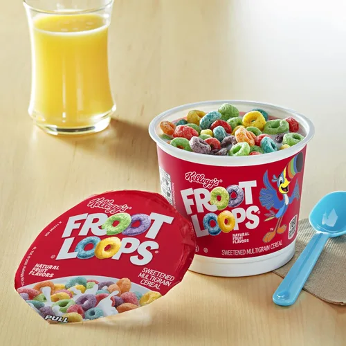 Miniatura 6 de Kellogg's Froot Loops - Tazas de cereales para el desayuno, sabor a frutas, aperitivos de desayuno con vitamina C, original, caja de 18 onzas