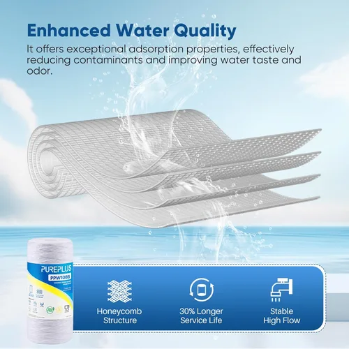 Miniatura 5 de PUREPLUS Filtro de sedimentos para heridas de cuerda para toda la casa de 5 micrones, 10 x 4.5 para agua de pozo, cartucho de repuesto para 84637
