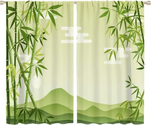 Miniatura 12 de Cortinas de bambú 3D impresas para exteriores, cortinas de bambú natural japonés zen, sala de estar, cocina, bolsillo para barra, cortinas