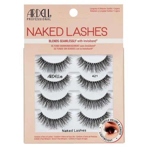 Ardell Naked Strip Lashes 421 - Pestañas postizas de aspecto natural, de larga duración con banda invisible para una mezcla sin costuras, 4 pares, 1