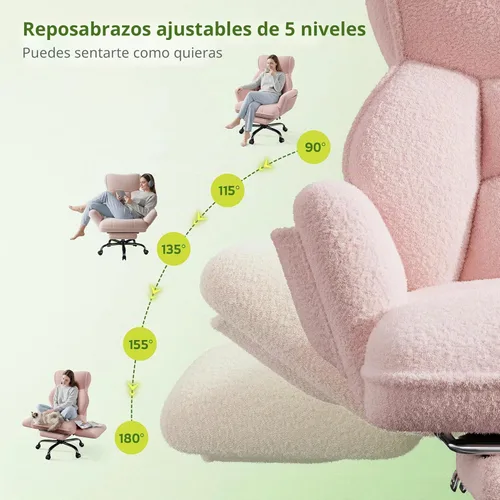 Miniatura 9 de DurayLoly Silla de oficina grande y alta con brazos y respaldo ajustables, silla de oficina ergonómica con reposapiés y tela cómoda para oficina