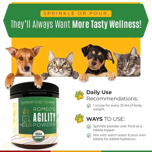 Miniatura 5 de Superalimento en polvo orgánico de agilidad para perros y gatos – Apoya la agilidad y la movilidad – Caldo de huesos orgánico USDA, cúrcuma y 3