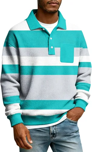 Miniatura 23 de Camisas de manga larga con botones a cuadros para hombre, con cuello de manga larga, estilo casual, elegante, a cuadros 2- amarillo