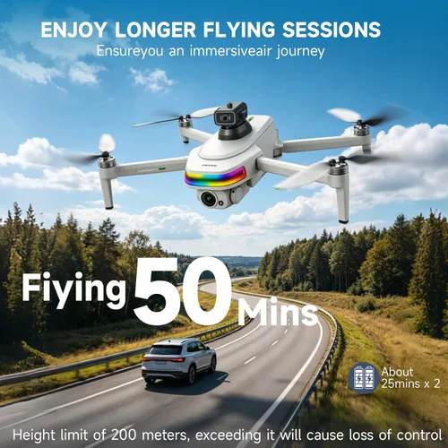 Miniatura 5 de Drone 4K con cámara para adultos y principiantes, control remoto de pantalla táctil HD de 5.5 pulgadas, vuelo de 30 minutos, motor sin escobillas