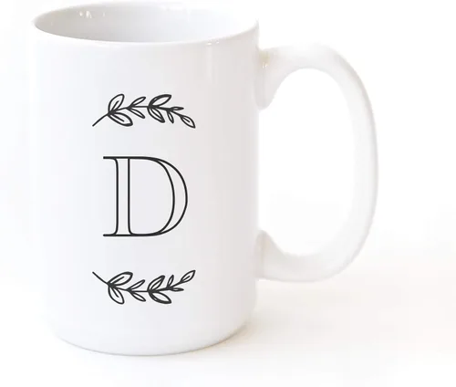 Miniatura 26 de The Cotton & Canvas Co. Manhattan Wreath - Taza de café personalizada con monograma inicial con letra A, taza de café de cerámica de porcelana. Para