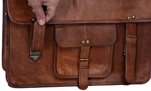 Miniatura 4 de Maletín de cuero para hombres de 18 pulgadas para computadora portátil, bolsa de mensajero para oficina, bolsa de computadora para hombres y mujeres