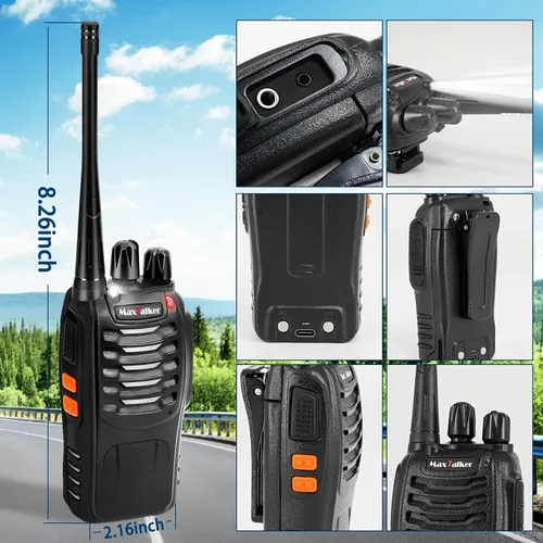 Miniatura 3 de MT-8S Walkie Talkies de largo alcance para adultos, radios Walkie Talkies con auricular de conducto, linterna, radio de 2 vías con batería