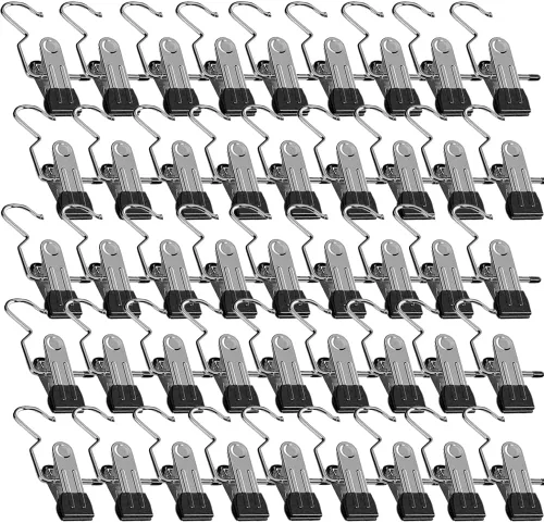 Miniatura 11 de Ganchos de Viaje Colgantes Ahorradores de Espacio para Pinzas de Ropa, Sombreros y Pantalones, Ganchos de Acero Inoxidable para Botas, Clips Negro