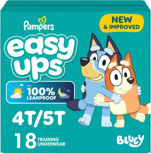Miniatura 34 de Easy Ups - Pantalones de entrenamiento para niñas y niños, talla 4 (2T3T), 25 unidades, ropa interior de entrenamiento absorbente Bluey, hasta un