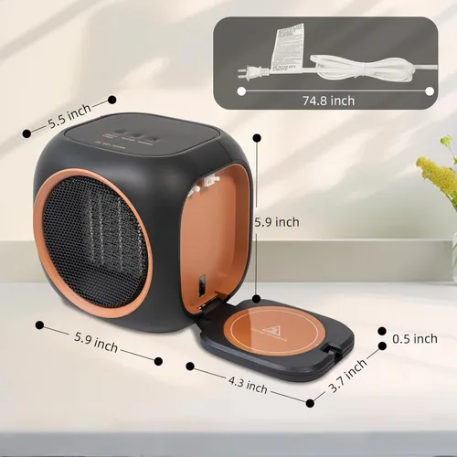 Miniatura 9 de Calentador de Espacio con Calentador de Tazas, Calentadores de Espacio Eléctricos para Uso en Interiores con Termostato, Calentador de Velas Ideal