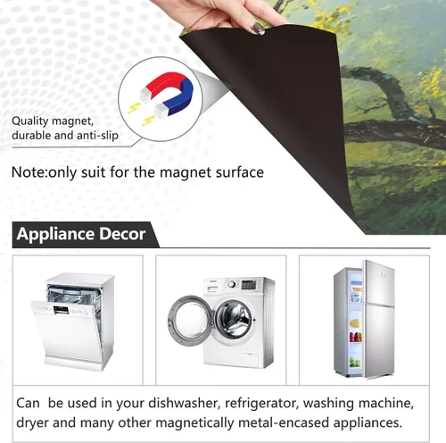 Miniatura 2 de ALAZA Spring Waterfall Forest Dishwasher Magnet Cover Magnetic Refrigerator Magnet Cover Fridge Sticker Home Kitchen Decor,23 x 26 inch