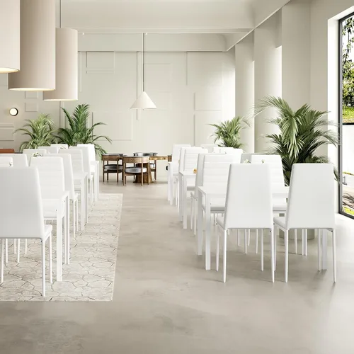 Miniatura 8 de Farini Juego de 4 sillas de comedor de piel sintética blanca para cocina, sillas laterales modernas con marco de metal resistente