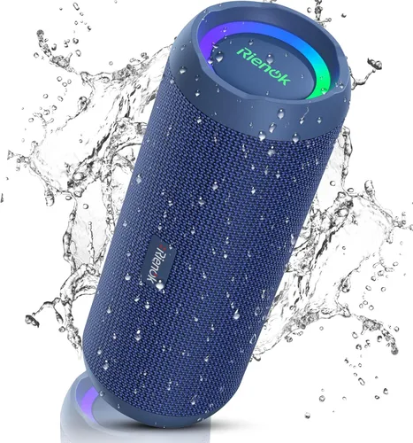 RIENOK - Altavoz Bluetooth portátil 30W, emparejamiento dual, sonido estéreo inalámbrico verdadero HD, impermeable IPX7, altavoz inalámbrico para