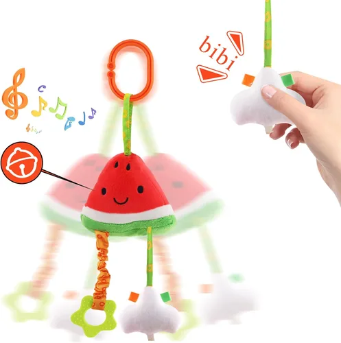 Miniatura 6 de KAKIBLIN Juguetes colgantes para bebé, paquete de 4 juguetes para asiento de automóvil, juguete cognitivo sensorial suave para colgar para cuna