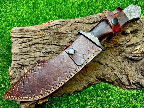 Miniatura 5 de REG-274, Acero de Damasco hecho a mano 13,00 pulgadas, Cuchillo de caza de palo de rosa con mango con guardias de acero damasco