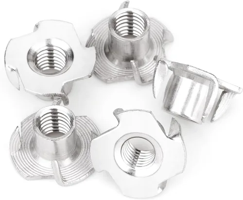 Miniatura 8 de Tuercas en T de 1/4"-20 (Paquete de 100), acero chapado en zinc resistente a la corrosión, longitud de barril de 5/16", tuerca en T de 4 puntas