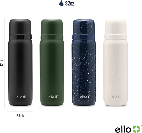 Miniatura 7 de Ello Therma - Termo aislado de acero inoxidable de 32 onzas para bebidas calientes y frías, con tapa a prueba de fugas y taza integrada, aislamiento