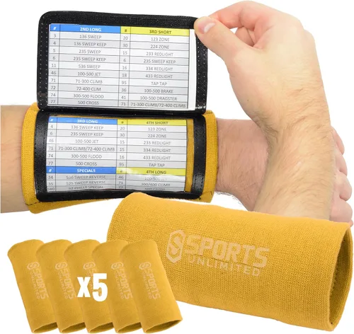 Miniatura 66 de Sports Unlimited Banda Instructora Triple para Adultos, Muñequeras de Fútbol para Jugadas, Muñequeras de Béisbol, Bandas de Brazo QB Negro