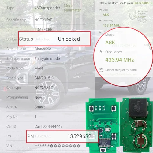 Miniatura 4 de Llavero inteligente para GMC Sierra 2019-2022, llavero de control remoto de entrada sin llave compatible con Chevrolet Silverado GMC Sierra