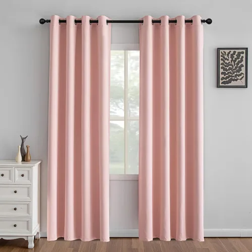 Miniatura 51 de IGEMAEVE Cortinas 100% opacas de 108 pulgadas de largo para dormitorio, juego de 2 paneles de cortinas opacas con bolsillo para barra y pestaña