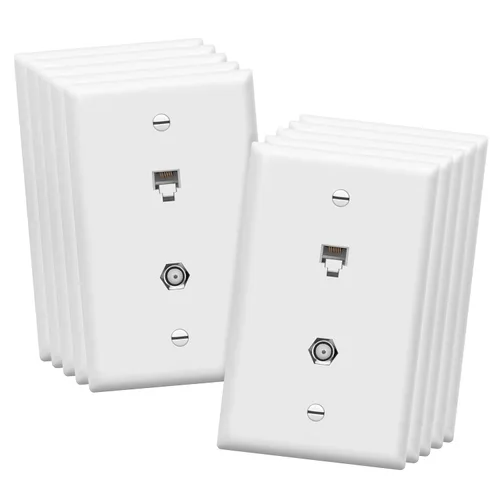 Miniatura 9 de Conector de tipo F para teléfono y CATV, más conectores hembra RJ11 con placas para pared, Blanco, 1