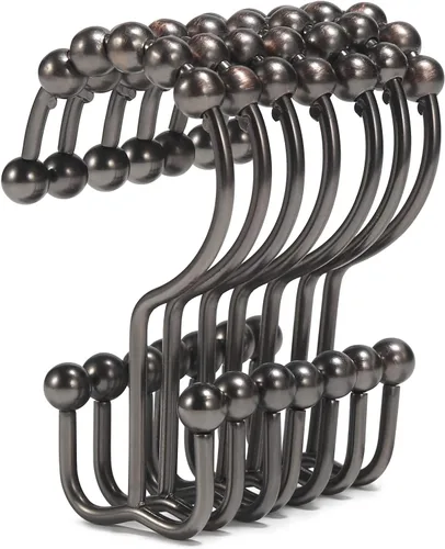 Miniatura 12 de Goowin - Ganchos para cortina de ducha, anillos de cortina de ducha de acero inoxidable, ganchos negros para cortina de ducha, anillos de cortina