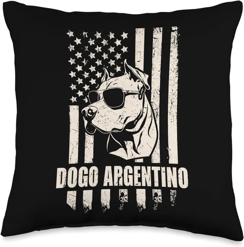 Dogo Argentino Dog Sunglasses Gifts for Men Women Dogo Argentino American Flag USA - Cojín patriótico para amantes de los perros, 16 x 16 pulgadas,