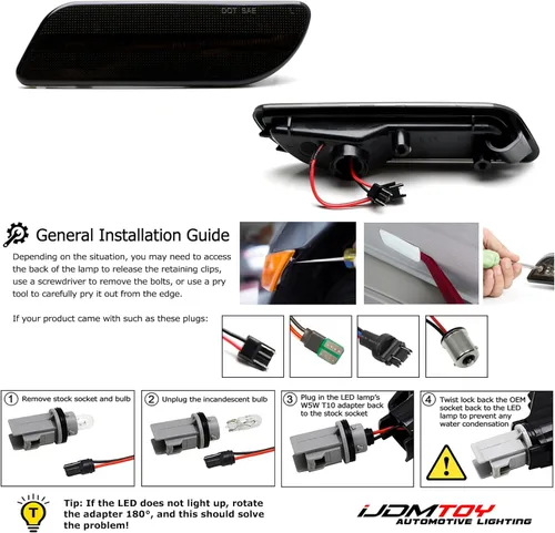 Miniatura 6 de iJDMTOY Kit de luz de marcador lateral de parachoques de lente ahumada 36-SMD ámbar Full LED compatible con Mercedes-Benz SLK CLK 1998-2004