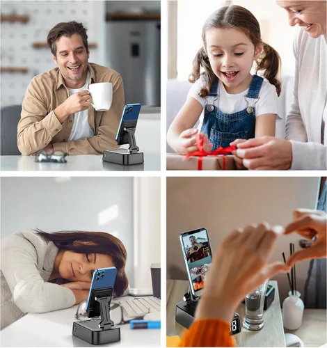 Miniatura 2 de Regalos para hombres y mujeres, soporte de teléfono con altavoz Bluetooth y soporte ajustable de teléfono celular de ángulo giratorio de 360°