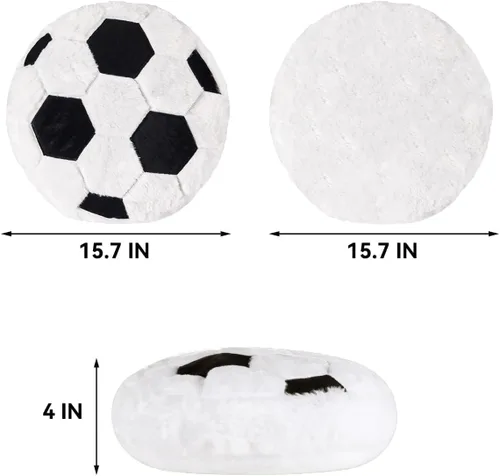 Miniatura 2 de Almohada de fútbol de felpa, almohada redonda de bola, almohada decorativa en forma de fútbol para habitación de niños, sofá, cama, regalo