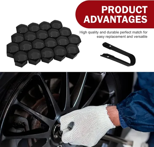 Miniatura 4 de 20 PIEZAS Tapa para Tuerca de Llanta, Tuerca Hexagonal de 17 mm para Tornillos de Neumáticos a Prueba de Óxido y Polvo, Carcasa Plástica Decorativa