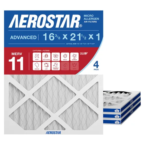 Miniatura 6 de Aerostar Filtro de aire MERV 8 de 16.375 x 21.5 x 1, 4 unidades, tamaño real (16.50 x 21.50 x 0.75), HVAC, aire acondicionado y filtro de horno que