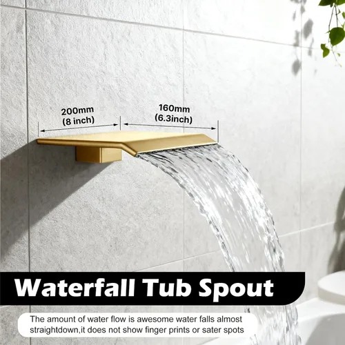 Miniatura 3 de Midanya Sistema de ducha con caño de bañera, juego de grifo de ducha con cabezal cuadrado de lluvia y rociador de mano para montaje en pared, juego