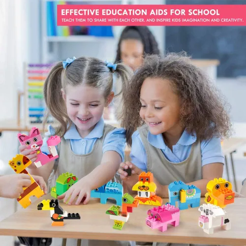 Miniatura 6 de Juego de bloques de construcción de animales, 122 piezas de juguetes de construcción de animales para niños de 3, 4, 5, 6 años, juguetes educativos