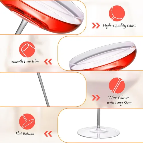 Miniatura 3 de KAMMAK Juego de 2 Copas de Martini, 9.13 oz Copas de Cóctel de Cristal Transparente con Tallo, Cristalería de Cóctel Reutilizable para Boda, Fiesta