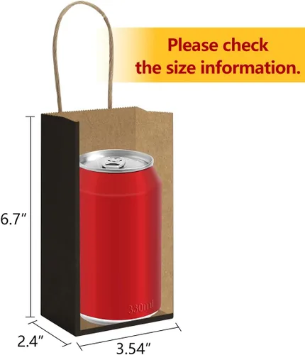 Miniatura 2 de Bolsas de regalo de papel kraft BagDream 100 unidades 3.5 x 2.4 x 6.7 pulgadas, pequeñas bolsas de regalo para fiestas con asas, bolsas de papel