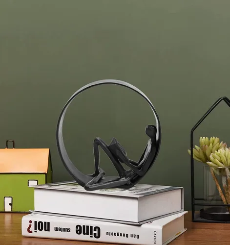 Miniatura 2 de Figuras y estatuas de lectura - Objetos de decoración de estanterías, lector de metal, escultura de hierro fundido, regalos para amantes