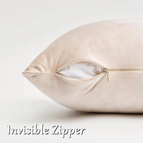 Miniatura 4 de GIGIZAZA - Juego de 2 fundas de almohada decorativas para sofá, de 18 x 18 pulgadas, color crema, de terciopelo, cuadradas, estilo rústico Champán