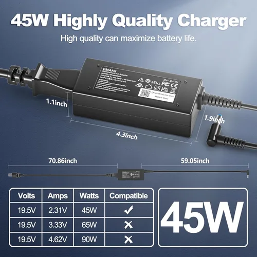 Miniatura 5 de Cargador de portátil de 45 W para HP 15-CS 15-CP 15-DA 15-DB 15-DY 15-EF:15-ef0023dx ef0021nr ef0875ms 15-cs3055wm 15-cs3075wm 15-cp0053cl 15-dy2