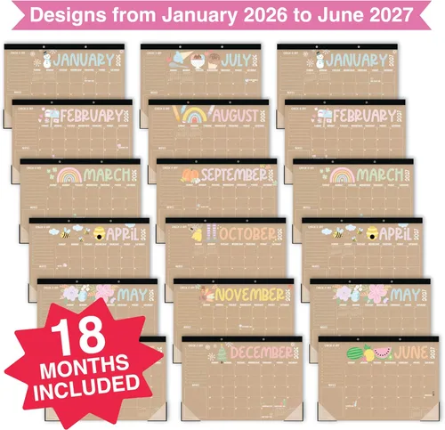 Miniatura 3 de Hadley Designs Calendario de escritorio grande 2026-2027 – Calendario de escritorio 2026, calendarios de escritorio de 18 meses para el hogar