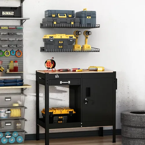 Miniatura 7 de Ultrawall Estante de almacenamiento montado en la pared para garaje, paquete de 2 estantes de metal, estantes organizadores de pared de alta