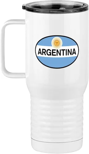 Miniatura 9 de Just So Posh Vaso de bandera de país, diferentes banderas ovaladas europeas en cada lado, taza de café de viaje con asa y tapa deslizante