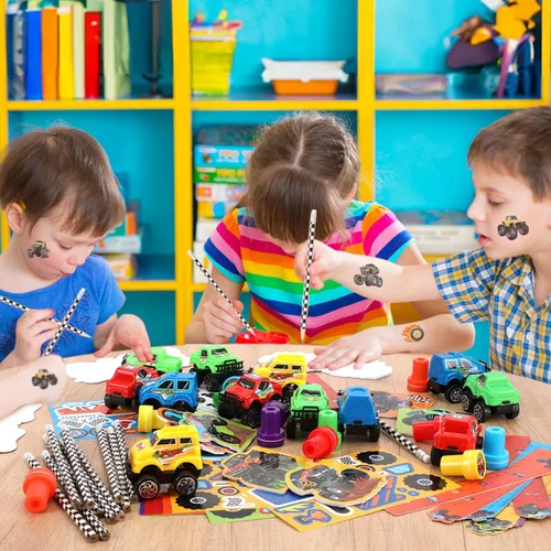 Miniatura 6 de BenLouis 96 Piezas Artículos de Fiesta de Camiones Monstruo Sellos y Calcomanías de Cumpleaños de Camión Automóvil Conjunto de Artículos Escolares