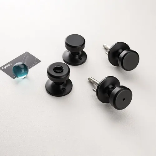 Miniatura 5 de Pomos de puerta negros, pomo de puerta Pismo con cerradura, manijas de puerta de privacidad interior para baño y cama (privacidad, negro mate, 6)