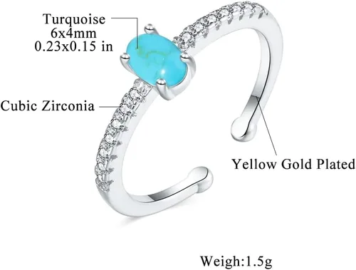Miniatura 2 de CiNily Anillo de oro rosa de 14 quilates chapado en oro rosa turquesa ajustable para mujeres, adolescentes y niñas