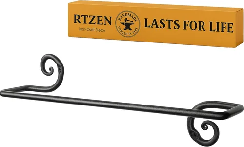 Miniatura 10 de RTZEN Farmehouse Soporte para Toallas de Baño - Barra Vara para Toallas de Hierro Forjado Metal Mate Negro para Montaje en Pared - Barra Colgante