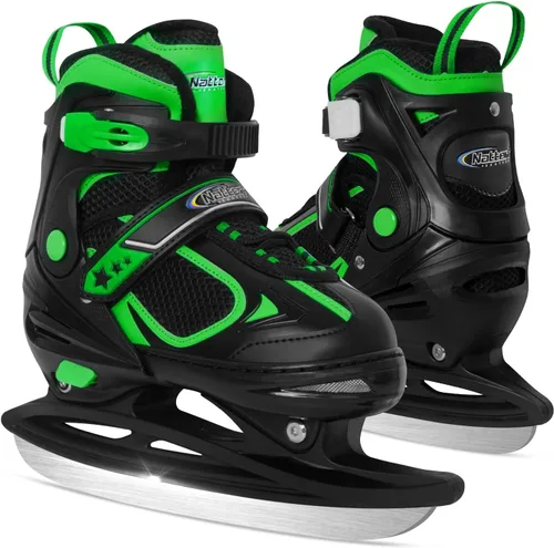 Miniatura 9 de Nattork Patines de hielo para niños, niños y niñas, patines ajustables de hockey con cordones, acolchado suave y soporte de tobillo reforzado