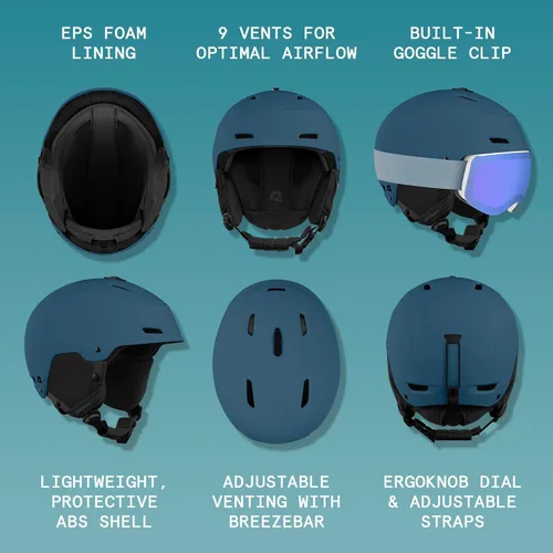 Miniatura 3 de Retrospec - Casco Zephyr de esquí y snowboard para adultos y jóvenes, ajuste ajustable, casco de nieve con carcasa protectora y rejillas