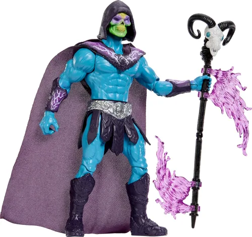 Miniatura 4 de Masters of the Universe Figura de características Havoc Staff Attack Skeletor, movimiento de acción de giro y liberación, 5.5 pulgadas y accesorio